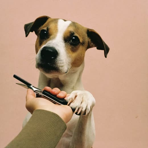 A dog's paw held for nail clipping